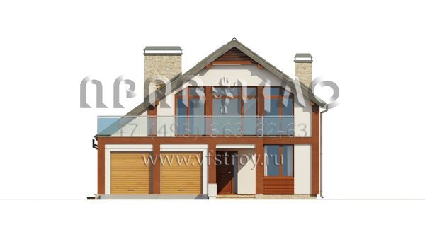 Проект современного коттеджа с гаражом на два автомобиля S3-206-3 (ZX50)