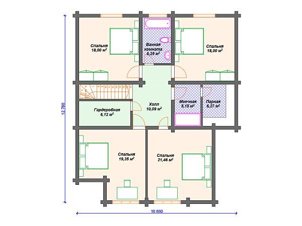 Проект комбинированного дома с мансардой S4-278 (А-027)