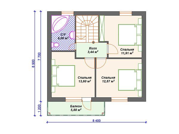 Проект каменного дома с мансардой S4-112 (К-085)