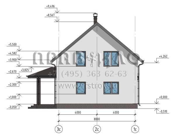 Проект двухэтажного дома из железобетонных панелей SP2-114 (2-114-СК)