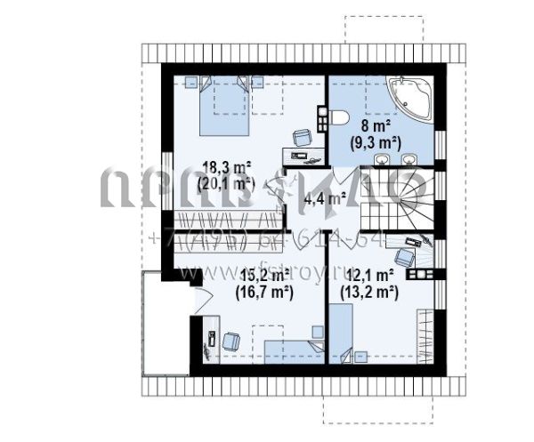 Проект комфортного частного дома для двоих  S3-129 (Z248)