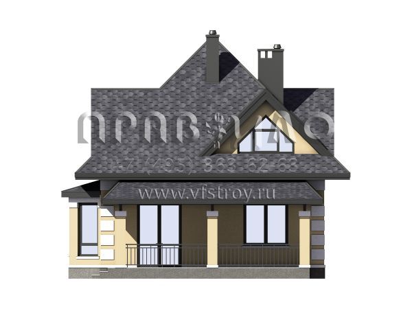 Экономичный дом с террасой и шатровой крышей S7-114 (3-13а2)