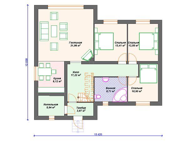 Проект комбинированного дома с мансардой S4-182 (А-014)