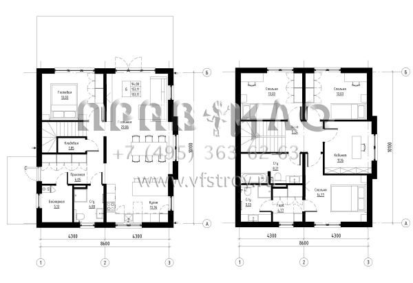 Проект двухэтажного дома из железобетонных панелей SP2-153 (2-153-СК)