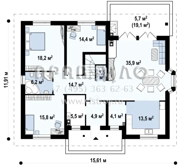 Проект коттеджа с чердачной мансардой S3-213-3 (Z10 D sdu)