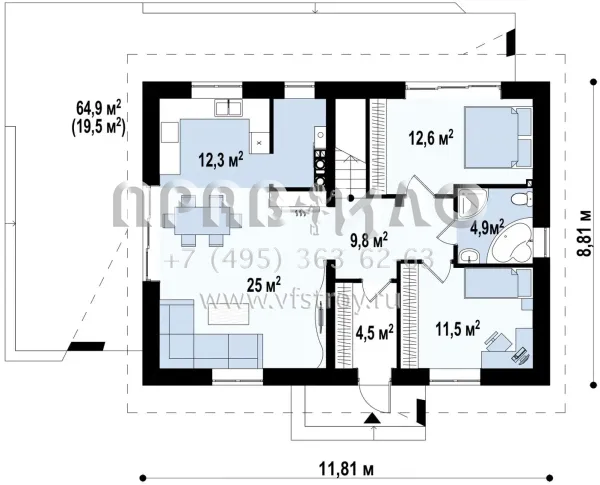 Проект компактного домика  S3-80-1 (Z255)