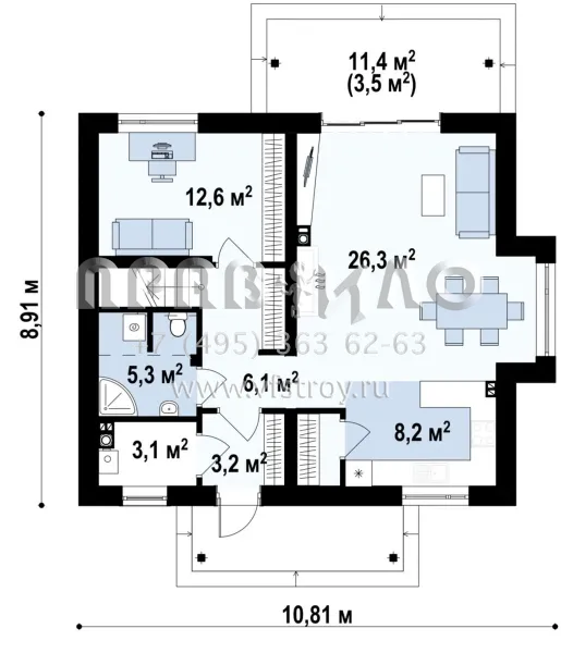 Проект частного дома с эркером  S3-134-1 (Z162)