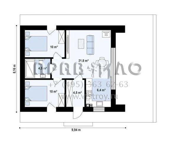 Проект современного одноэтажного дома со вторым светом и уютной террасой S3-57 (Z524)