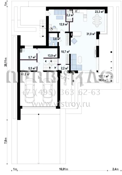 Проект комфортабельного двухуровневого дома с большим гаражом S3-206-8 (Zx151)