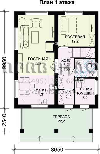 Проект экономичного двухэтажного загородного дома S7-132 (3-46)