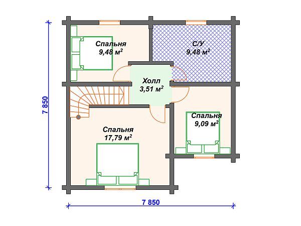 Проект деревянного дома с гаражом и 3 спальнями S4-126 (ДС-013)