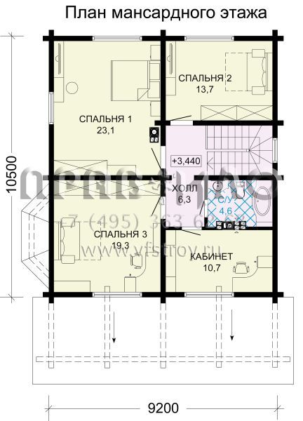 Проект брусового дома с цокольным этажом S7-245 (1-42a)