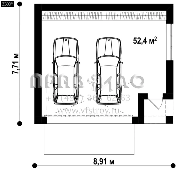 Проект комфортного современного гаража на две машины SG3-54 (Zg21)