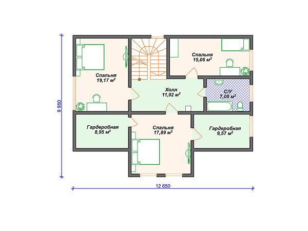 Проект каркасного дома с террасой S4-94 (И-087)