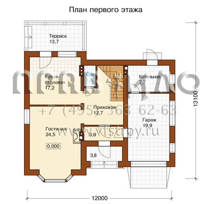 Коттедж со встроенным гаражом K-191-1P