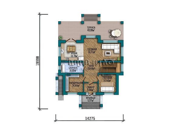 Проект большого двухэтажного дома с подвалом в стиле Райт S2-368 (331-368-2П)
