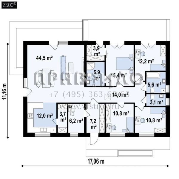 Проект одноэтажного дома S3-155 (Z349 B)