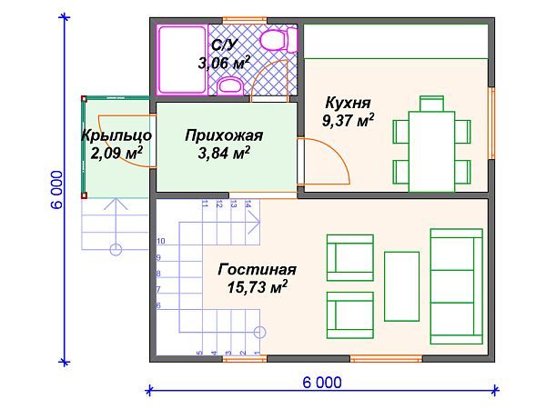 Проект каркасного дома с мансардой S4-55 (И-028)