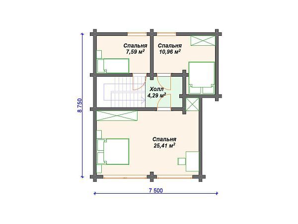 Проект деревянного дома из бревна S4-173 (ДО-148)